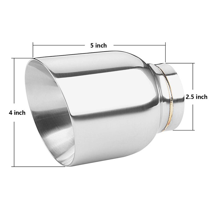 LCGP 2.5" to 4" Diesel Exhaust Tip, 5" Overall Length, Double Wall Design - Image 2